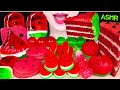 ASMR WATERMELON DESSERTS EDIBLE SPOON WATERMELON CAKE ROCK CANDY JELLY 수박 디저트 먹방 JANE 