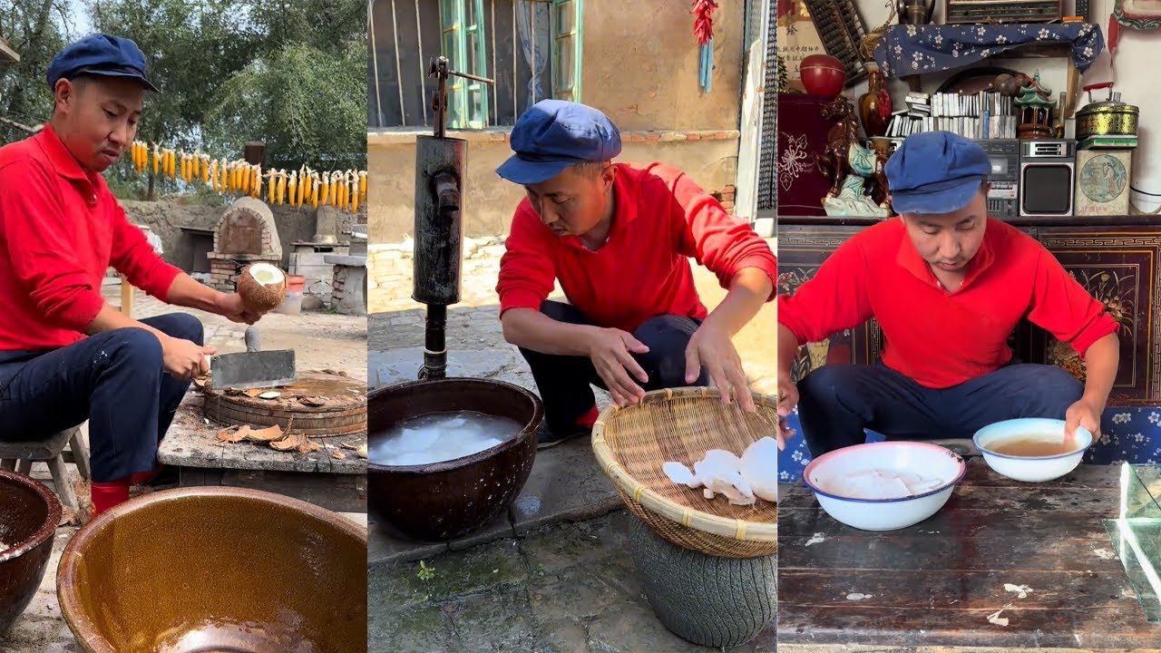 椰子做肥皂，还挺特别的#民间手艺人  #foodies #funny