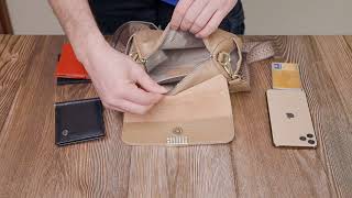 Модная кожаная сумка с плечевой лямкой для женщин Vintage 22403 бежевая