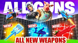 MEGA 1V1 ALL GUNS & VEHICLES MAP FORTNITE CREATIVE - FIND ALL SECRETS LOCATIONS