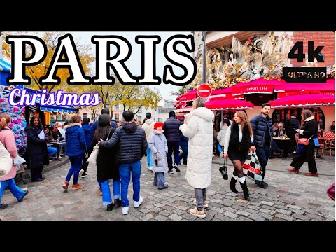 20 December 2025 PARIS 🇫🇷 FRANCE 4K HDR WALK WINTER 🎄PARISIAN STREET WALKING TOUR✨Montmartre Paris
