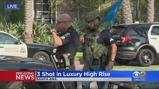 Search For Suspect Continues At Luxury High Rise In Santa Ana After 3 Men Shot