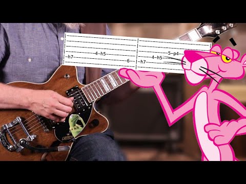 How to play the Pink Panther Theme on 1 Guitar with TAB