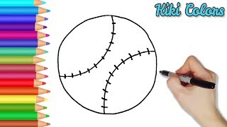 How to Draw a Baseball | Teach Drawing for Kids and Toddlers Coloring Page Video