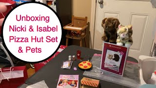 Unboxing American Girl 90s Twins Pizza Hut set & Pets- Dolly Dreams Ep 850
