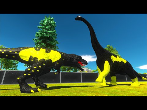 BATMAN T-REX vs BATMAN BRACHIOSAURUS DEATH RUN - Animal Revolt Battle Simulator