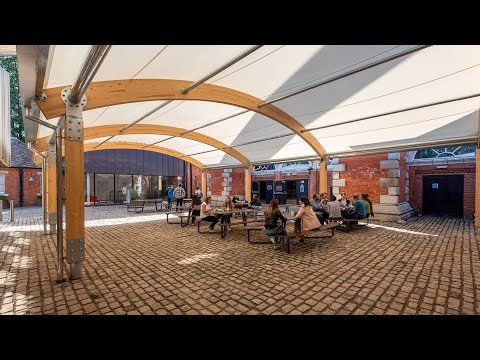 Royal Holloway, University of London selects Glulam dining canopy for heritage setting