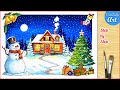 How To Draw Christmas Drawing Winter Scenery Painting Step By Step For Beginners