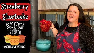 Alaska Cabin Life - cooking on the woodstove Strawberry Shortcake #SoupingWithFriends