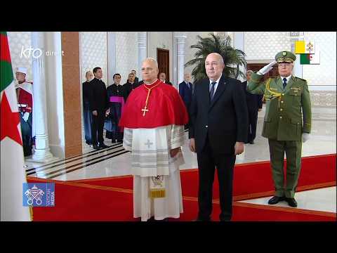 Cérémonie de bienvenue du pape #LéonXIV à l’aéroport d’Alger #PapeenAlgérie