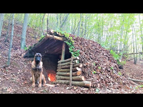 Viking House: Primitive Bushcraft Shelter Build with Hand Tools, Vikings, Wild Camping, Survival