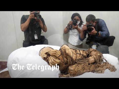 Ancient mummy tied with ropes goes on display in Peru