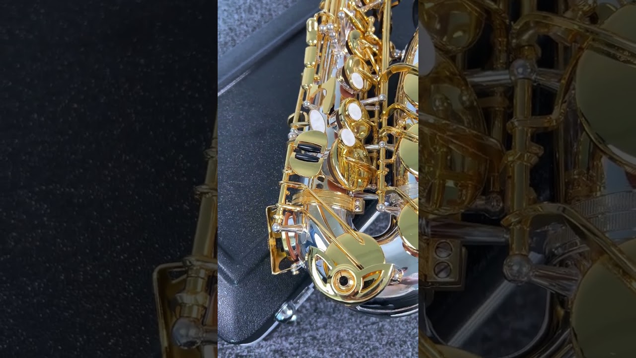 Sax Alto Profissional Premium Corpo Prata Chaves Gold c/ Estojo