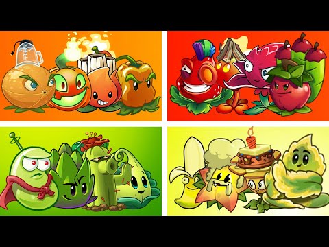 4 Team Plants Battlez RED vs YELLOW vs GREEN vs ORANGE - PvZ 2 Team Plant vs Team Plant