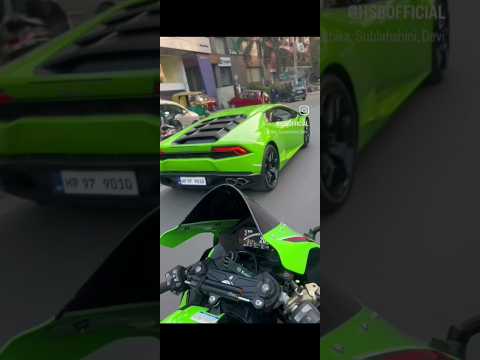 Kawasaki Ninja Zx10r vs Lamborghini super most popular bike #Kawasaki zx-10r #shorts