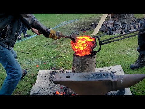 Smelting black iron sand