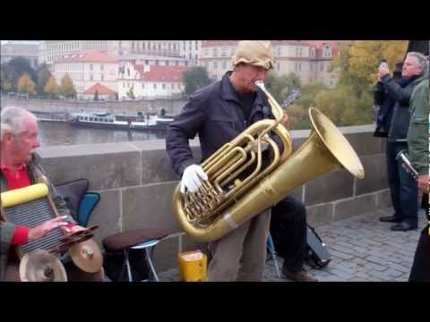 Music on the Charles Bridge, Prague, Czech Republic -- Jazz, Delta Blues, Violin, Street Organ!