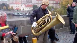 Music on the Charles Bridge, Prague, Czech Republic -- Jazz, Delta Blues, Violin, Street Organ!