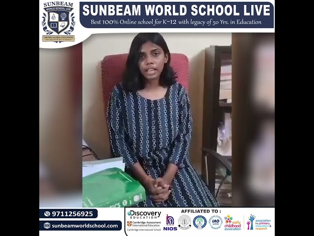 testimonial of sunbeam world school student.
