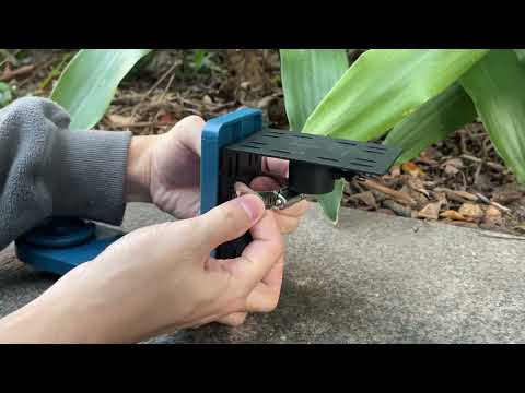 Attach the L-Plate with the Hose Clip that comes with the bird feeder camera.