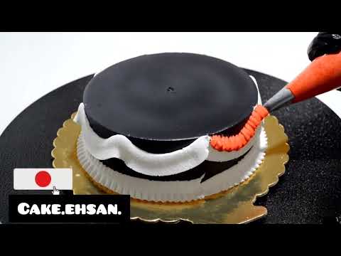 Beautiful and easy cake idea with white, black and red colors #cake #केक#cakelover #کیک#كعك
