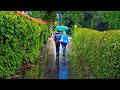 4K SUPER Heavy MONSOON RAIN WALK In Extreme LOUD Thunderstorm Gillman Barracks Singapore