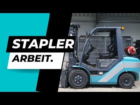 Mit Gabelstapler arbeiten. Auch oft noch viel Handarbeit. Baubereich nicht alles per Stapler machbar