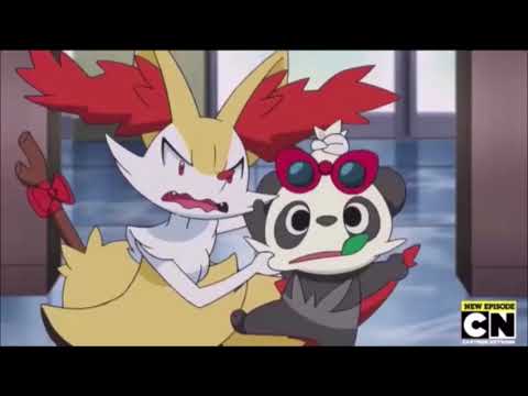 Braixen and Pancham fighting (Pokemon XYZ)