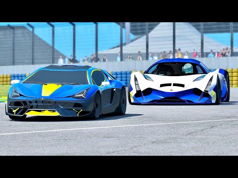 Devel Sixteen vs Lamborghini Scorpion Concept at Le Mans 24h Circuit