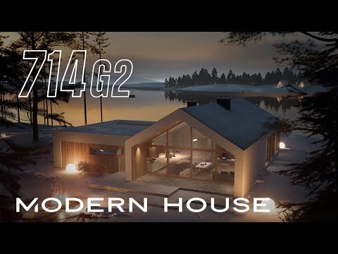 Nowoczesna stodoła w zimowej scenerii Modern House NewHouse 714 G2