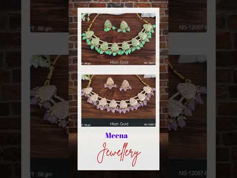 Meena Jewelry High Gold Polish Beautiful Party Wear Meenakari Design Choker Necklace Set