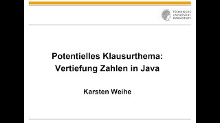 Potentielles Klausurthema Vertiefung Zahlen in Java