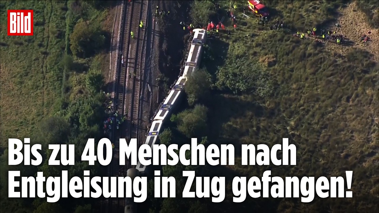 Zug in England entgleist: Dutzende Passagiere stecken in Waggons fest!