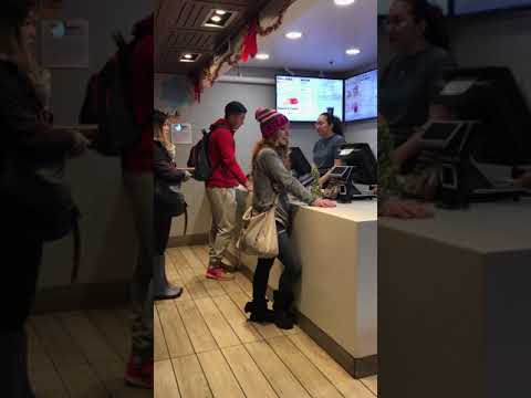 Lady goes crazy at McDonalds over a broken milkshake machine. (watch till the end)