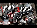 1 Joule Vs 3 Joule Plastic Vs Steel BB Airsoft