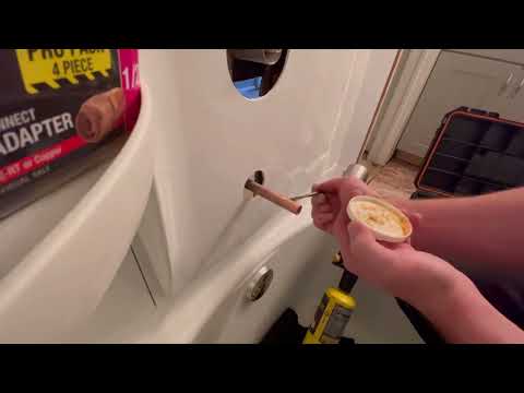 How to attach a thread on tub spout and solder on the copper fitting. From rough plumbing to finish.