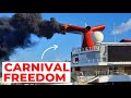 Carnival Freedom Fire 26th May 2022 Docked in Grand Turk