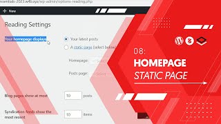 08: Set the Homepage to Static Page Displays 🔹 WordPress Starter Course 2023