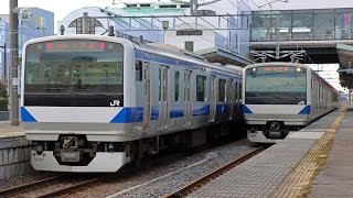preview picture of video '1/17 水戸線E531系列車交換＠結城駅'