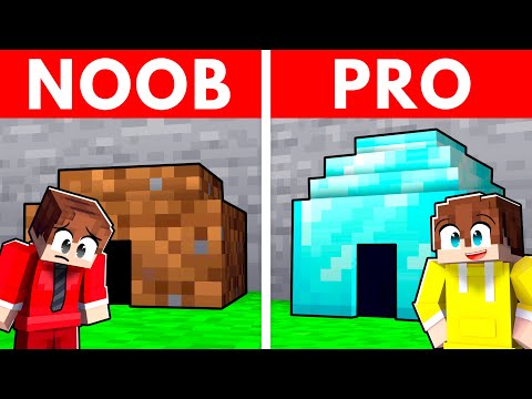 Minecraft NOOB vs PRO: SAFEST TINY HOUSE BUILD CHALLENGE