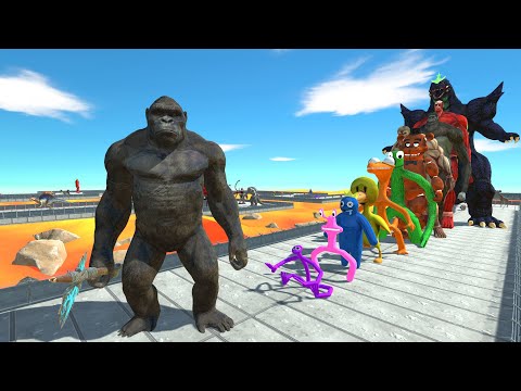 King Kong vs Rainbow Friends LAVA DEATH RUN - Animal Revolt Battle Simulator