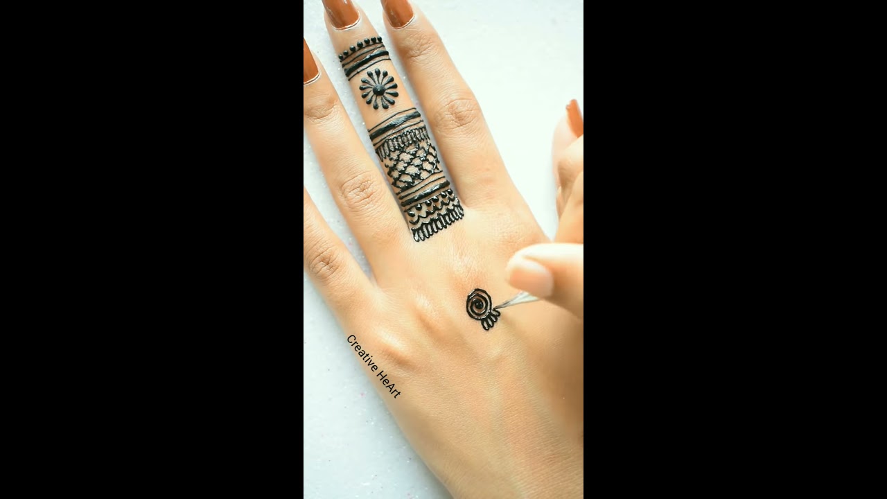 latest simple jewellery mehndi design for back hand by creative heart