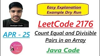 YouTube video 'Count Equal and Divisible Pairs in an Array | Leetcode 2176 | Java Code | Developer Coder'