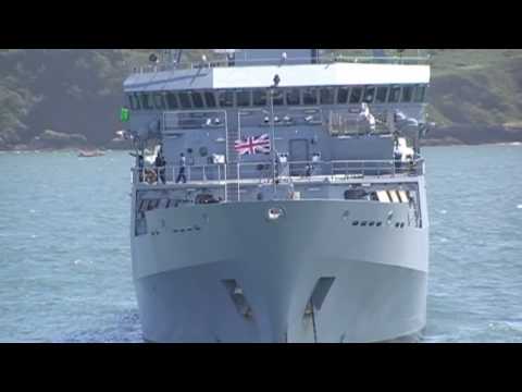 HMS Echo H87 Hydrographic Survey Ship Plymouth Sound, England 16th July 2010