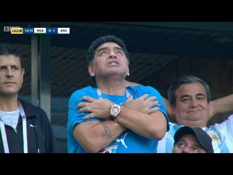 DRUGS! MARADONA REACTION TO  LIONEL MESSI GOAL! Nigeria Argentina