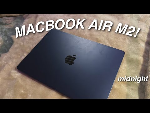 MACBOOK AIR M2 UNBOXING + SETUP!💻🌑 midnight color, accessories, apple intelligence
