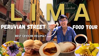 TRYING 🇵🇪 CEVICHE FOR THE FIRST TIME! PERUVIAN FOOD TOUR - Sanguche + Crema Volteada in Lima Peru!