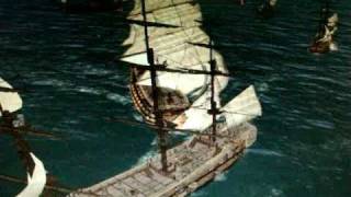 Trafalgar battle the Victory in action.