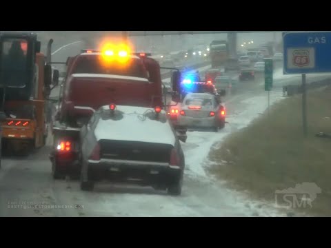 12-29-2020 Kansas City Metro, MO - Trucks Flipped Into the Ditch from Slick, Icy Roads!