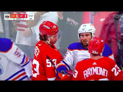 Edmonton Oilers vs Detroit Red Wings scrum